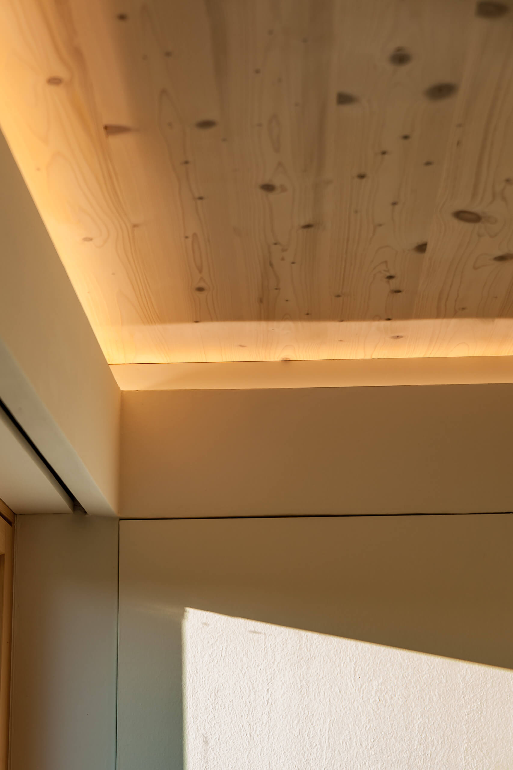 Deckenbeleuchtung mit indirektem Licht und Holzverkleidung – Lichtberechnung Privat